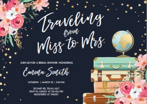 Bridal Shower Invitation Traveling From Miss to Mrs Navy Pink design preview