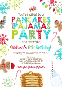 Birthday Invitation Pancakes and Pajamas Christmas White design preview