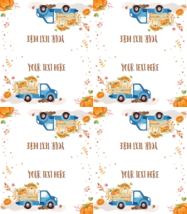 Food Labels Pumpkin Truck Blue design preview