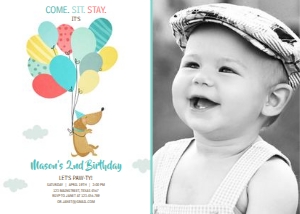 Birthday Invitation Paw-ty Boy With Photo design preview