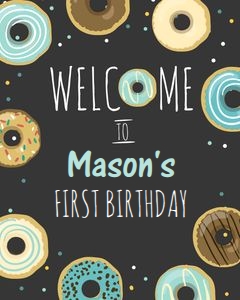 Welcome Sign Donut Blue Chalk design preview