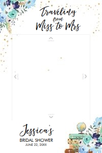 Photo Booth Frame Travel Suitcases Floral Blue design preview