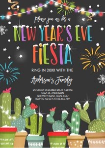 New Years Eve Fiesta Invitation Black design preview