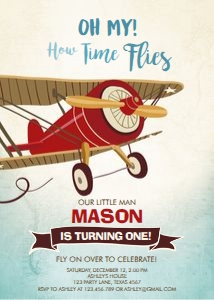 Birthday Invitation Airplane v3 design preview