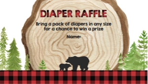 Diaper Raffle Ticket Lumberjack Trunk White design preview