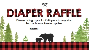 Diaper Raffle Ticket Lumberjack Trees White design preview