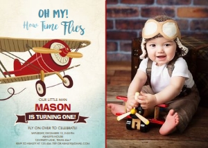 Birthday Invitation Airplane v3 Photo design preview