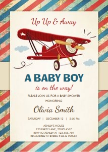 Baby Shower Invitation Airplane v1 design preview
