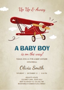Baby Shower Invitation Airplane v3 design preview