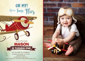 Birthday Invitation Airplane v4 Photo design preview