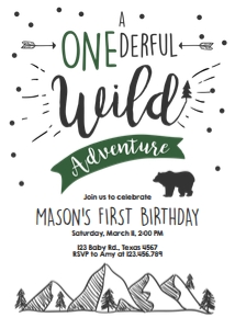 Birthday Invitation Onederful Wild Adventure Green design preview