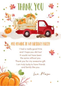 Thank You Card Pumpkin Truck Red design preview