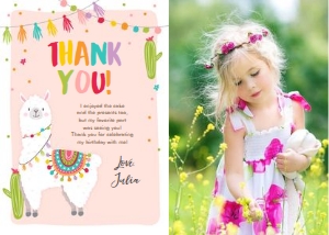 Thank You Card Llama Pink Photo design preview