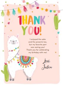 Thank You Card Llama Pink design preview
