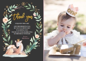 Thank You Card Winter Deer - With Photo design preview