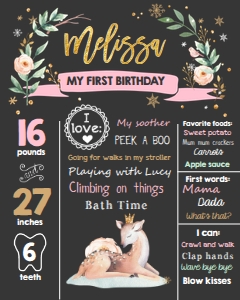 Birthday Milestones Poster Winter Deer Black design preview