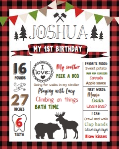 Birthday Milestones Lumberjack White Buntings design preview