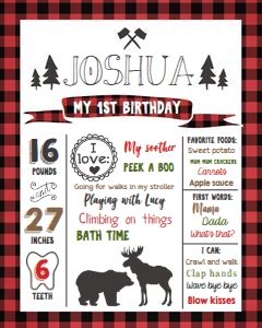 Birthday Milestones Lumberjack White design preview