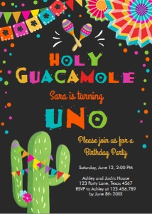 Birthday Invitation Fiesta Holy Guacamole Uno Chalk design preview