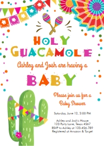Baby Shower Invitation Fiesta Holy Guacamole Baby White design preview