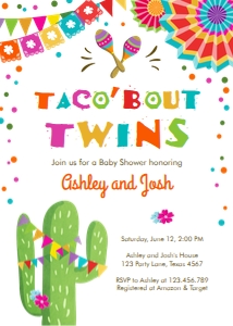 Baby Shower Invitation Fiesta Taco Bout Twins White design preview