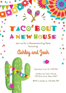 Housewarming Party Invitation Fiesta Taco Bout a New House White design preview