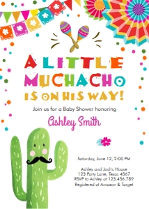 Baby Shower Invitation Fiesta Little Senor White design preview