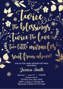 Baby Shower Invitation Twin Navy Neutral: Baby Shower Invitation Twin Navy Neutral