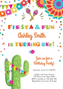 Birthday Invitation Fiesta and Fun White design preview