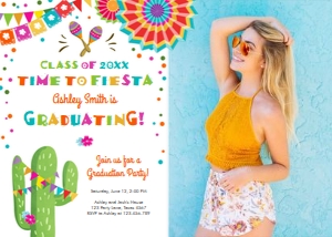 Graduation Invitation Fiesta and Fun Graduating White Photo design preview