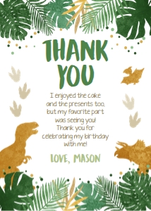 Thank You Card Dinosaur Gold Boy design preview