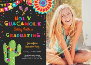 Graduation Invitation Fiesta Holy Guacamole Chalk Photo design preview