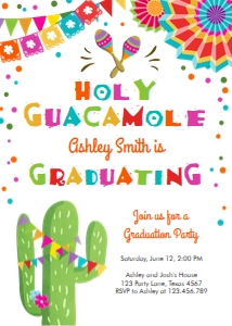 Graduation Invitation Fiesta Holy Guacamole White design preview