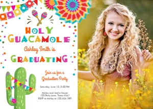 Graduation Invitation Fiesta Holy Guacamole White Photo design preview