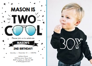 Birthday Invitation Two Cool Regular White - With photo design preview