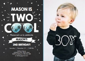 Birthday Invitation Two Cool Chalk PHoto design preview