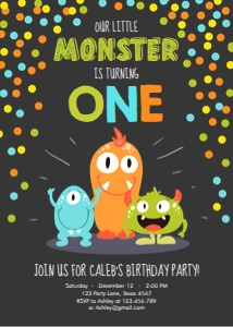Birthday Invitation Little Monster Chalk design preview