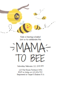 Baby Shower Invitation Mama to Bee White: Baby Shower Invitation Mama to Bee White