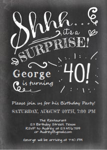Birthday Invitation Chalk Adult 40 design preview
