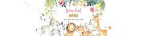 Water Bottle Labels Safari Animals Party Hats Girl design preview