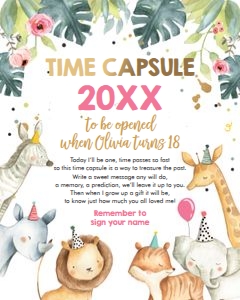 Time Capsule Safari Animals Party Hats design preview