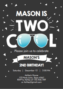 Birthday Invitation Two Cool Regular Chalk design preview