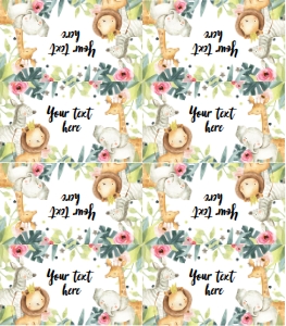 Food Labels Jungle Animals Girl 0163 design preview