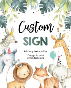 Editable Custom Sign Safari Animals Boy 8x10 design preview