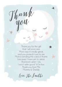 Thank You Card Moon Blue design preview