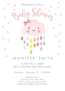 Baby Shower Invitation Cloud Pink Cloud design preview