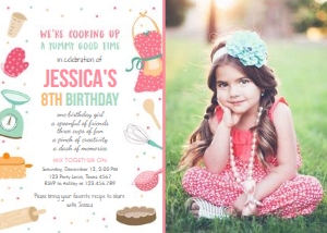 Birthday Invitation Cooking White - With Photo design preview