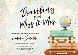Bridal Shower Invitation Travel Adventure Miss to Mrs design preview