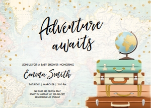 Baby Shower Invitation Travel Adventure Awaits design preview