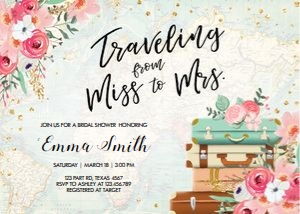 Bridal Shower Invitation Miss to Mrs Flowers Map design preview